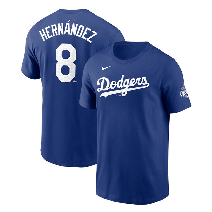 ナイキ ドジャース キケ・ヘルナンデス 2025 ワールドシリーズ優勝 Tシャツ ネーム＆ナンバー 半袖 大人 メンズ ユニセックス ウエア ウェア 記念グッズ 記念アイテム nike