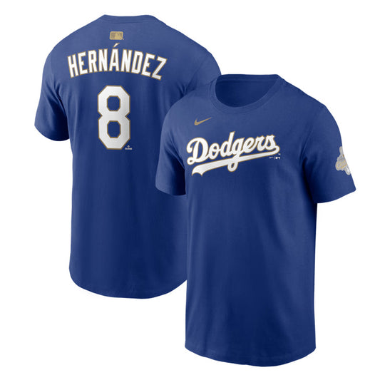 【2026モデル】ナイキ ロサンゼルス・ドジャース キケ・ヘルナンデス ゴールドコレクション 半袖 Tシャツ ネーム＆ナンバー ブルー Enrique Hernndez Gold Collection Name and Number T-Shirt メンズ N199-4EW-6LD-6DL カジュアル スポーツウェア MLB メジャーリーグ nike
