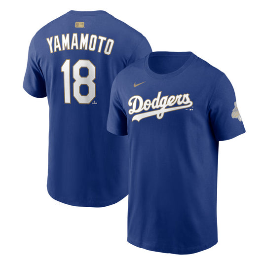【2026モデル】ナイキ ロサンゼルス・ドジャース 山本由伸 ゴールドコレクション 半袖 Tシャツ ネーム＆ナンバー ブルー Yoshinobu Yamamoto Gold Collection Name and Number T-Shirt メンズ N199-4EW-6LD-U5R カジュアル スポーツウェア MLB メジャーリーグ nike