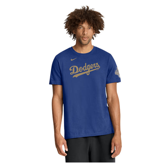 【2026モデル】ナイキ ロサンゼルス・ドジャース ゴールドコレクション 半袖 Tシャツ ワードマーク ブルー Los Angeles Dodgers Gold Collection T-Shirt メンズ N199-4EW-LD-YFL カジュアル スポーツウェア MLB メジャーリーグ nike