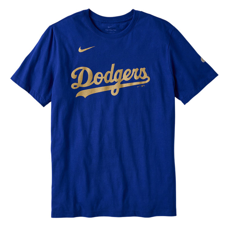 【2026モデル】ナイキ ロサンゼルス・ドジャース ゴールドコレクション 半袖 Tシャツ ワードマーク ブルー Los Angeles Dodgers Gold Collection T-Shirt メンズ N199-4EW-LD-YFL カジュアル スポーツウェア MLB メジャーリーグ nike