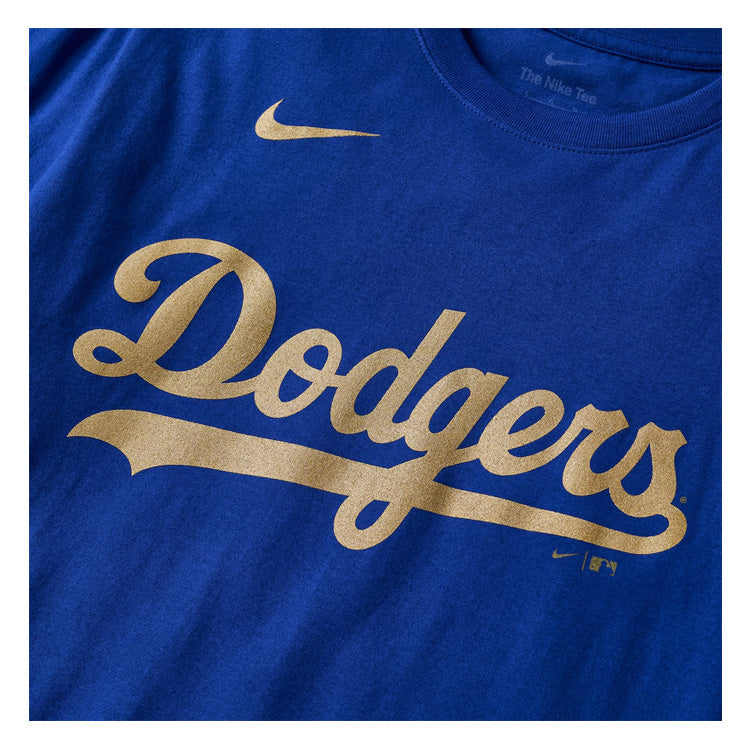 【2026モデル】ナイキ ロサンゼルス・ドジャース ゴールドコレクション 半袖 Tシャツ ワードマーク ブルー Los Angeles Dodgers Gold Collection T-Shirt メンズ N199-4EW-LD-YFL カジュアル スポーツウェア MLB メジャーリーグ nike