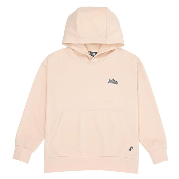 全2色 2025モデル ニューバランス ジュニア用 長袖 パーカー シューパッチ ライトスウェット フーディー 子供服 ABT55562 こども 子ども キッズ jr 男の子 女の子 スポーツウェア スウェットパーカー ベージュ ブラック new balance