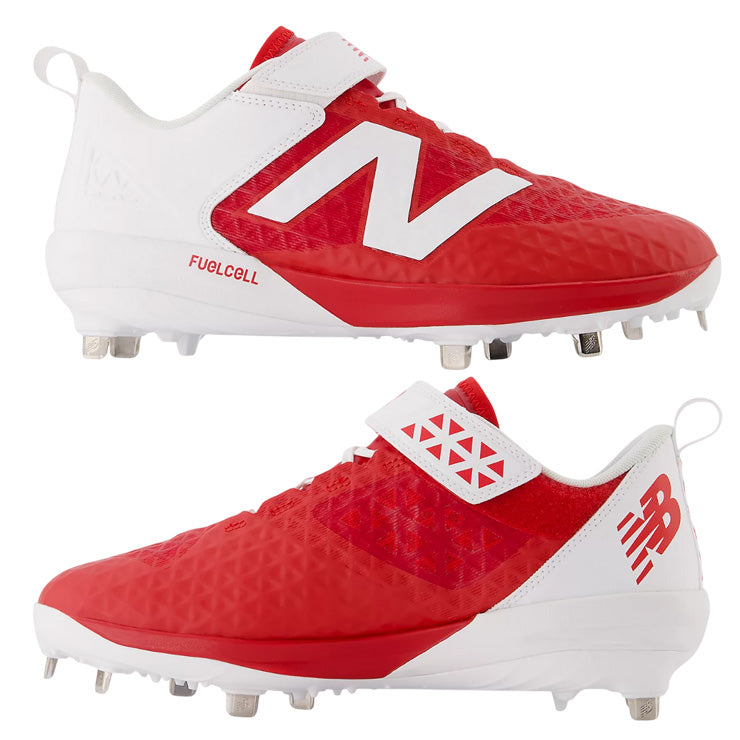 【縫いP可能 2026モデル】ニューバランス 野球 スパイク FuelCell 4040 v8 金具スパイク 紐＋ベルト 2E 24.0～30.0 レッド×ホワイト L4040TR8 フューエルセル カラー 金属スパイク 大人 一般 大学野球 社会人野球 草野球 newbalance