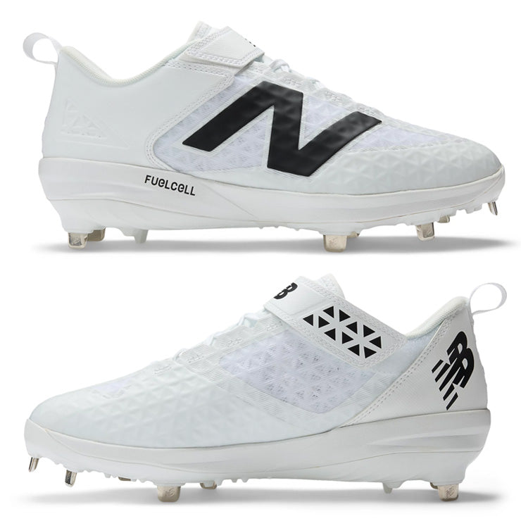 【2025秋冬モデル】ニューバランス 野球 スパイク Fuel Cell 4040 v8 金具スパイク 紐＋ベルト 2E 26.0～30.0 ホワイト×ブラック L4040TW8 フューエルセル カラー 金属スパイク 大人 一般 大学野球 社会人野球 草野球 newbalance