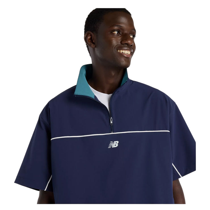 全3色 2026モデル ニューバランス ウェア ハーフジップシャツ 半袖 Tシャツ ウーブンショートスリーブハーフジップ メンズ ユニセックス MT61713I ピステ ジャージ スポーツウェア 大人 一般 半袖シャツ new balance
