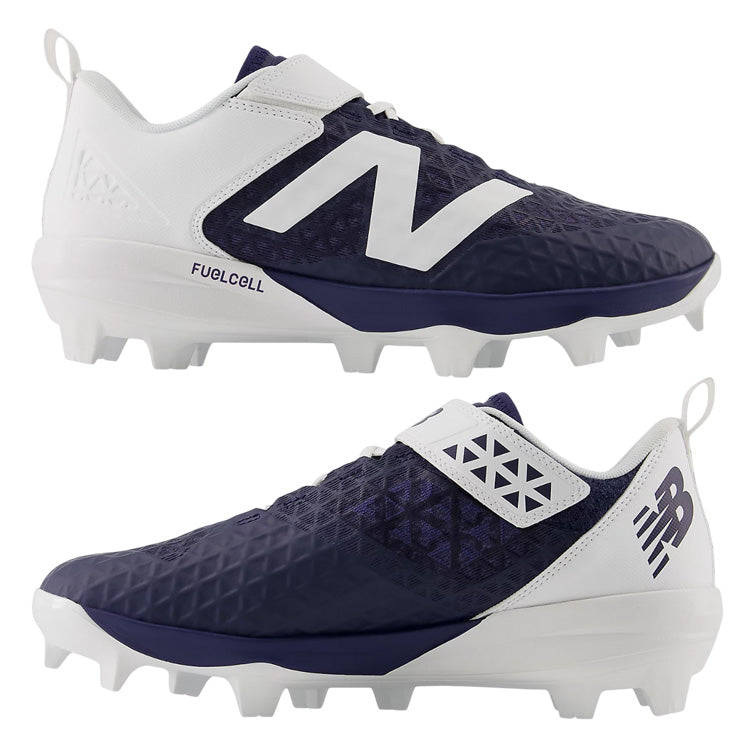 【縫いP可能 2026モデル】ニューバランス 野球 ポイントスパイク Fuel Cell 4040 v8 Molded 紐＋ベルト 2E 25.0～30.0 ブルー×ブラック PL4040N8 プラスチッククリーツ スタッド フューエルセル カラー 大人 一般 大学野球 社会人野球 草野球 newbalance