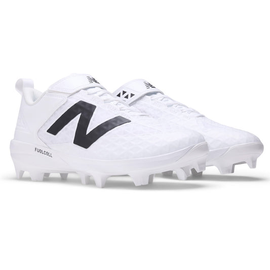 【2025秋冬モデル】ニューバランス 野球 ポイントスパイク Fuel Cell 4040 v8 Molded 紐＋ベルト 2E 25.0～30.0 ホワイト×ブラック PL4040W8 プラスチッククリーツ スタッド フューエルセル カラー 大人 一般 大学野球 社会人野球 草野球 newbalance
