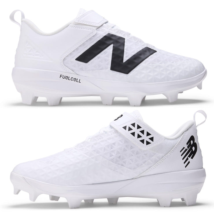 【2025秋冬モデル】ニューバランス 野球 ポイントスパイク Fuel Cell 4040 v8 Molded 紐＋ベルト 2E 25.0～30.0 ホワイト×ブラック PL4040W8 プラスチッククリーツ スタッド フューエルセル カラー 大人 一般 大学野球 社会人野球 草野球 newbalance