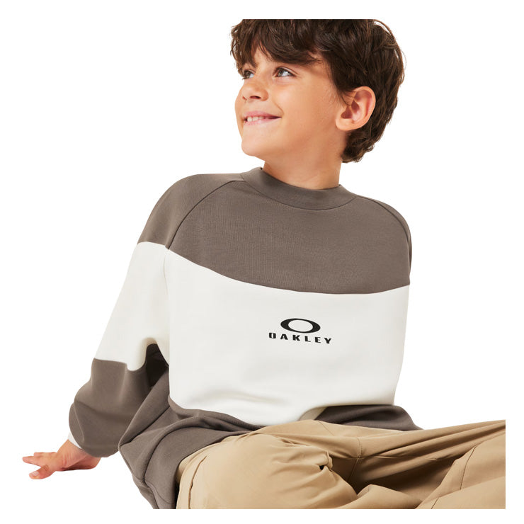 【2025モデル】オークリー ジュニア用 スウェット トレーナー 長袖 子供服 裏起毛 Ytr Qd Fleece Block Crew 10.0 FOA408323 男の子 女の子 こども キッズ Jr 子供 子ども 小学生 スポーツウェア カジュアル 普段着 フーディー スポカジ 秋物 冬物 春物 oakley