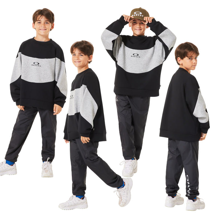 【2025モデル】オークリー ジュニア用 スウェット トレーナー 長袖 子供服 裏起毛 Ytr Qd Fleece Block Crew 10.0 FOA408323 男の子 女の子 こども キッズ Jr 子供 子ども 小学生 スポーツウェア カジュアル 普段着 フーディー スポカジ 秋物 冬物 春物 oakley