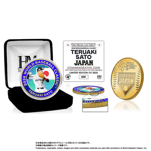 【予約】2026 World Baseball Classic 出場記念 佐藤輝明 ゴールドコイン ケース付き 記念コイン 記念グッズ 記念アイテム 佐藤 日本代表 グッズ ハイランドミント
