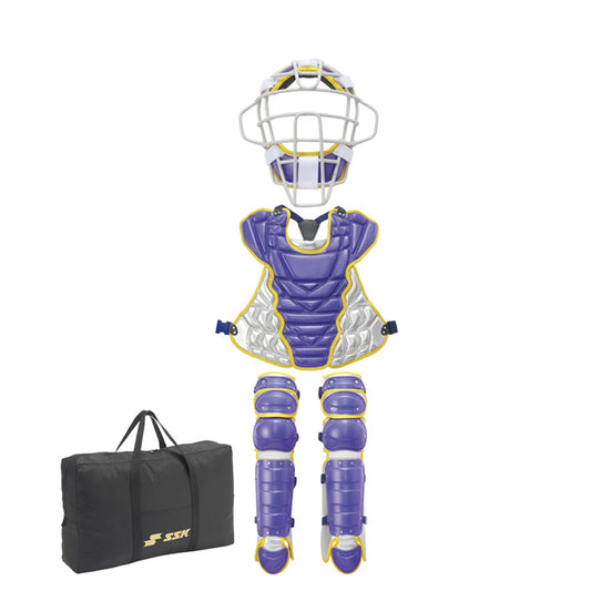 【2026モデル】SSK 限定 硬式 カラー キャッチャー防具 3点セット マスク プロテクター レガース 専用バッグ付き CGSET26KC 大学野球 社会人野球 硬式野球 捕手用 キャッチャー道具 キャッチャー用具 一式 レガーツ レガーズ エスエスケイ