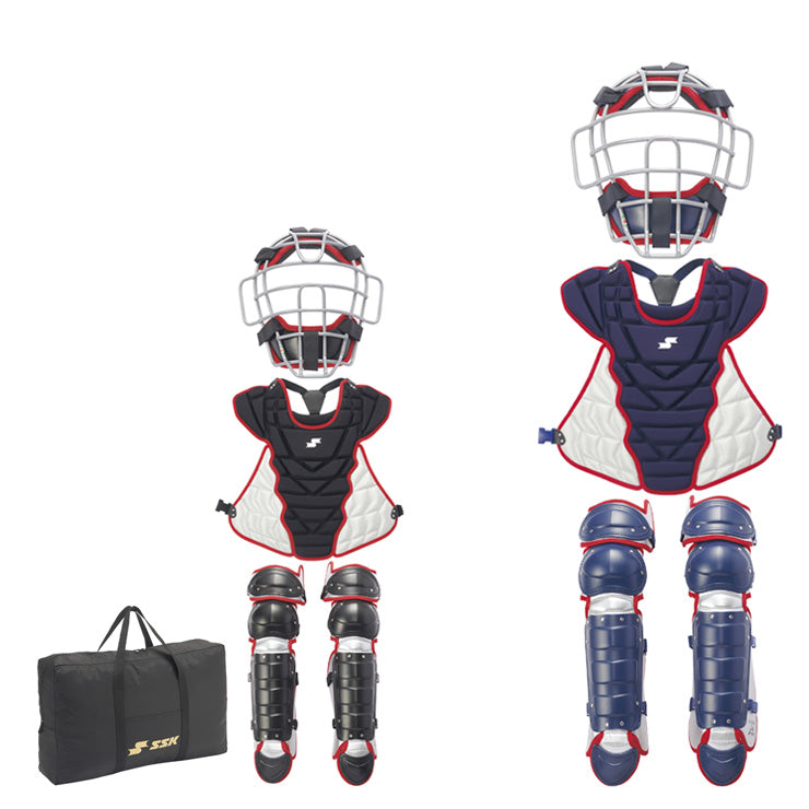 【2026モデル】SSK 一般軟式 ソフトボール キャッチャー防具 3点セット マスク プロテクター レガース 専用バッグ付き CGSET26NS 軟式用 ソフト用 12インチ 捕手用 キャッチャー道具 キャッチャー用具 一式 大人 一般 草野球 JSBBマーク JSAマーク エスエスケイ