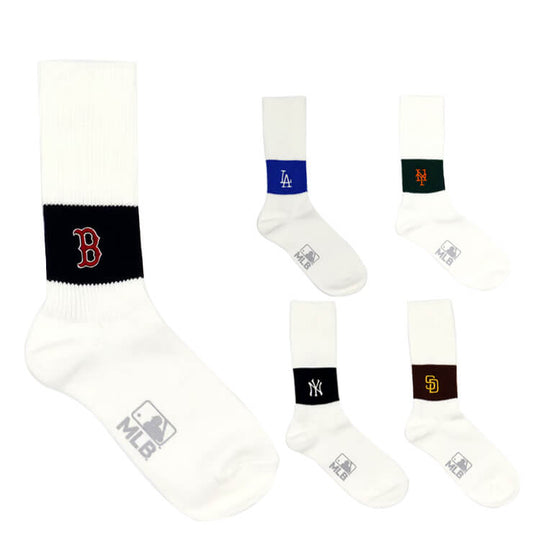 MLB×ROSTER SOX ロスターソックス MLB RIB SOCKS クルーソックス 1足入り メジャーリーグ ロゴ 靴下 MLB-132 レッドソックス ドジャース メッツ パドレス ヤンキース メンズ レディース ユニセックス スポーツソックス 野球 ランニング トレーニング カジュアル 普段遣い