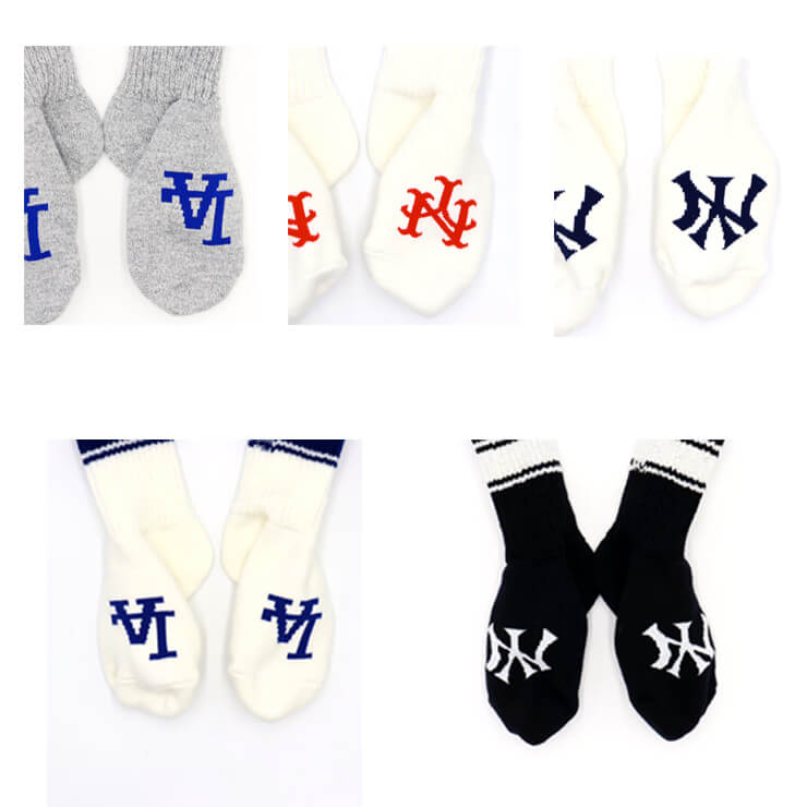 MLB×ROSTER SOX ロスターソックス MLB LINE ROOM SOCKS ルームソックス クルーソックス 1足入り メジャーリーグ ロゴ  部屋 自宅 靴下 MLB-138 厚手 温かい あたたかい 暖かい ヤンキース ドジャース メッツ メンズ レディース ユニセックス カジュアル