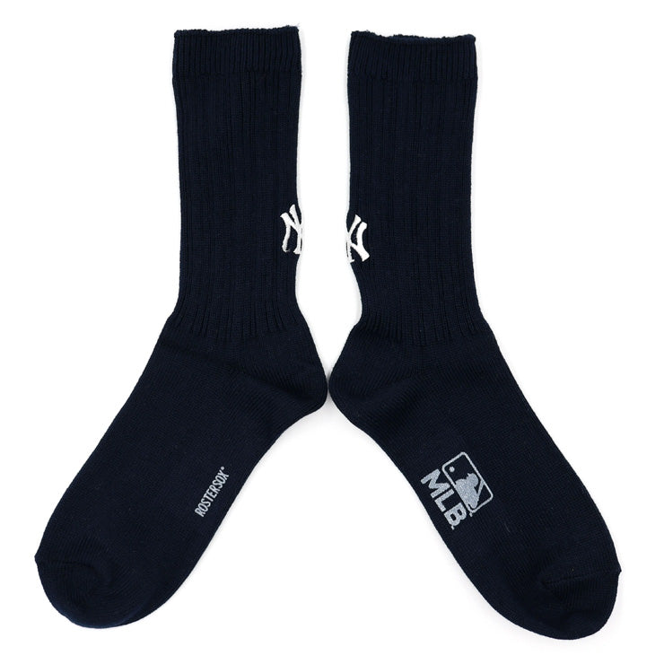 MLB×ROSTER SOX ロスターソックス MLB RIB SOCKS クルーソックス 1足入り メジャーリーグ ロゴ 靴下 MLB-197 ヤンキース ドジャース レッドソックス メッツ メンズ レディース ユニセックス スポーツソックス 野球 ランニング トレーニング カジュアル 普段遣い