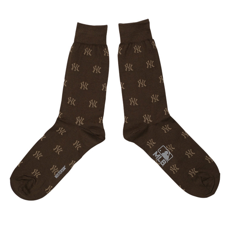 MLB×ROSTER SOX ロスターソックス 200 MLB MONO SOCKS クルーソックス 1足入り メジャーリーグ ドジャース ヤンキース ロゴ 靴下 MLB-271 総柄 メンズ レディース ユニセックス スポーツソックス 野球 ランニング トレーニング カジュアル 普段遣い