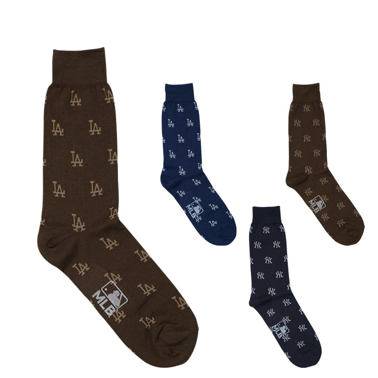 MLB×ROSTER SOX ロスターソックス 200 MLB MONO SOCKS クルーソックス 1足入り メジャーリーグ ドジャース ヤンキース ロゴ 靴下 MLB-271 総柄 メンズ レディース ユニセックス スポーツソックス 野球 ランニング トレーニング カジュアル 普段遣い