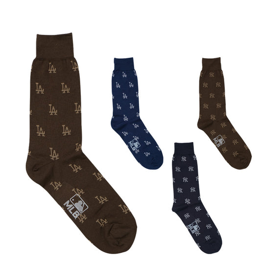 MLB×ROSTER SOX ロスターソックス 200 MLB MONO SOCKS クルーソックス 1足入り メジャーリーグ ドジャース ヤンキース ロゴ 靴下 MLB-271 総柄 メンズ レディース ユニセックス スポーツソックス 野球 ランニング トレーニング カジュアル 普段遣い
