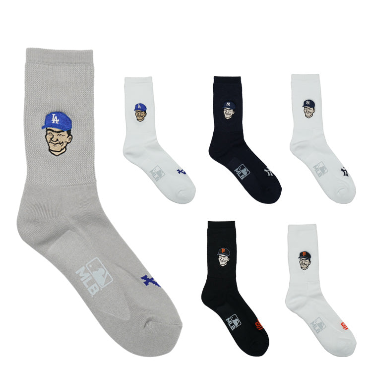 MLB×ROSTER SOX ロスターソックス MLB MAN SOCKS クルーソックス 1足入り メジャーリーグ ロゴ 靴下 MLB-287 ヤンキース ドジャース ジャイアンツ メンズ レディース ユニセックス スポーツソックス 野球 ランニング トレーニング カジュアル 普段遣い