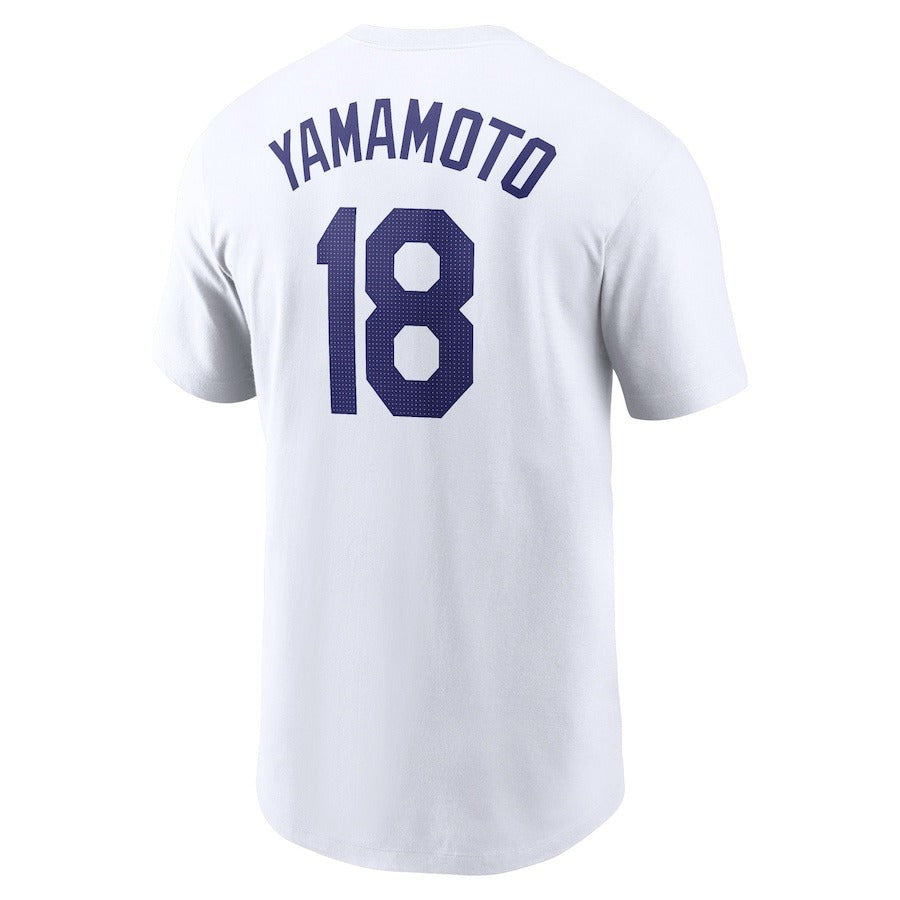 ナイキ MLB 山本由伸 ロサンゼルス・ドジャース 半袖 Tシャツ ホワイト Los Angeles Dodgers Yoshinobu Yamamoto Nike 2024 Fuse Name & Number T-Shirt メンズ ML0124SS24 山本選手 グッズ メジャーリーグ あす楽