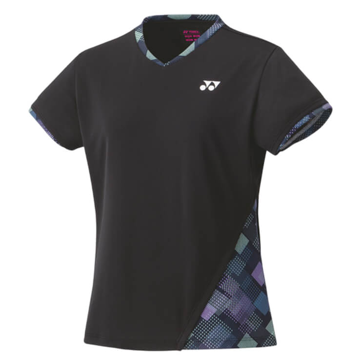 YONEX ゲームシャツレディース Lサイズ 黒/多色 ヨネックス YONEX ウィメンズ ゲームシャツ 半袖 テニスウェア