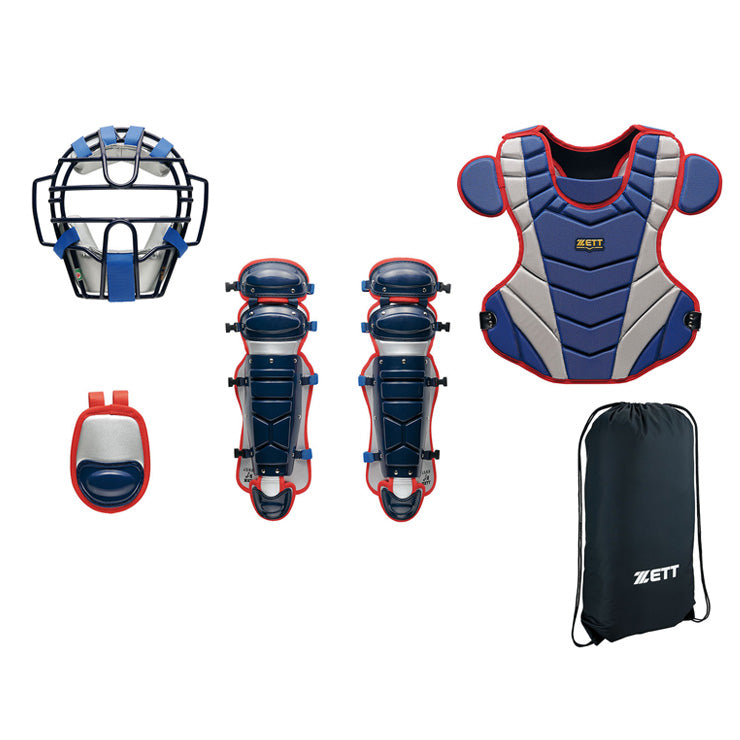 【2026モデル】ゼット 一般軟式 ソフトボール キャッチャー防具 4点セット マスク プロテクター レガース スロートガード 専用バッグ付き BL4350A 軟式用 ソフト用 12インチ 捕手用 キャッチャー道具 キャッチャー用具 一式 大人 一般 草野球 JSBBマーク JSAマーク zett set