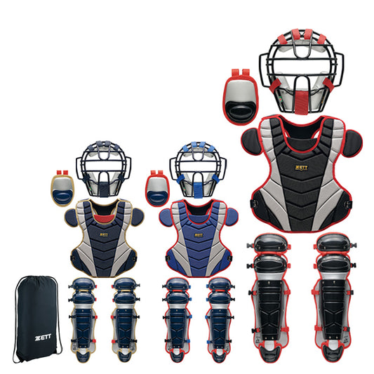 【2026モデル】ゼット 一般軟式 ソフトボール キャッチャー防具 4点セット マスク プロテクター レガース スロートガード 専用バッグ付き BL4350A 軟式用 ソフト用 12インチ 捕手用 キャッチャー道具 キャッチャー用具 一式 大人 一般 草野球 JSBBマーク JSAマーク zett set