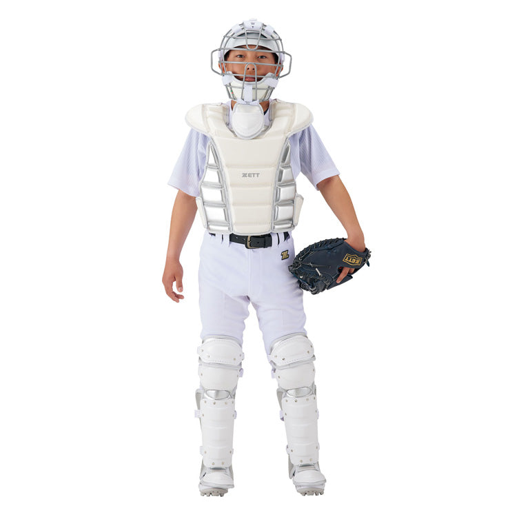 【2026モデル】ゼット 少年軟式 ソフトボール ホワイト キャッチャー防具 4点セット マスク プロテクター レガース スロートガード 専用バッグ 少年野球 少年ソフト BL8330WHA 熱中症対策 白 軟式用 キャッチャー道具 キャッチャー用具 一式 学童野球 ジュニア こども zett