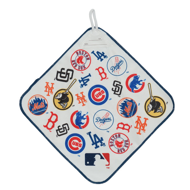 メジャーリーグ MLB ループ付き ハンドタオル 27cm×27cm 3枚セット お名前タグつき ドジャース メッツ カブス レッドソックス パドレス 手拭き 保育園 幼稚園 入園 記念品 進級祝い 入園グッズ 入園準備 入園祝い