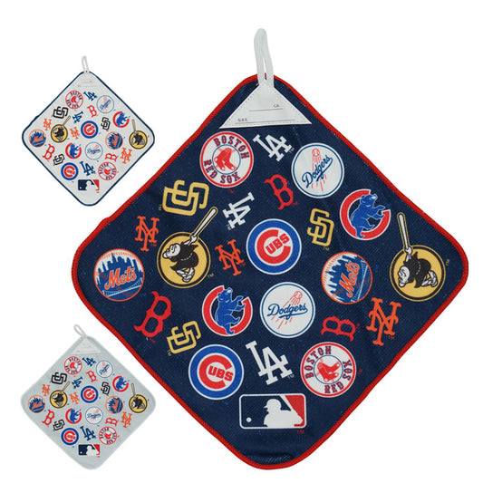 メジャーリーグ MLB ループ付き ハンドタオル 27cm×27cm 3枚セット お名前タグつき ドジャース メッツ カブス レッドソックス パドレス 手拭き 保育園 幼稚園 入園 記念品 進級祝い 入園グッズ 入園準備 入園祝い