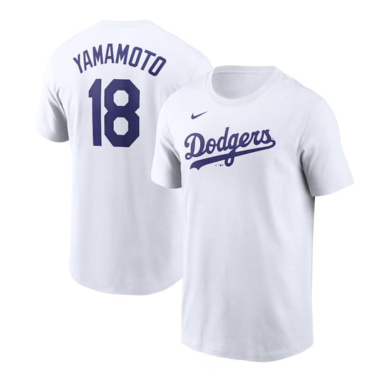 ナイキ 山本由伸 ロサンゼルス・ドジャース ネーム＆ナンバー 半袖 Tシャツ メンズ ユニセックス N199-10A-LD9-01H 山本選手 山本 グッズ MLB メジャーリーグ 白 nike