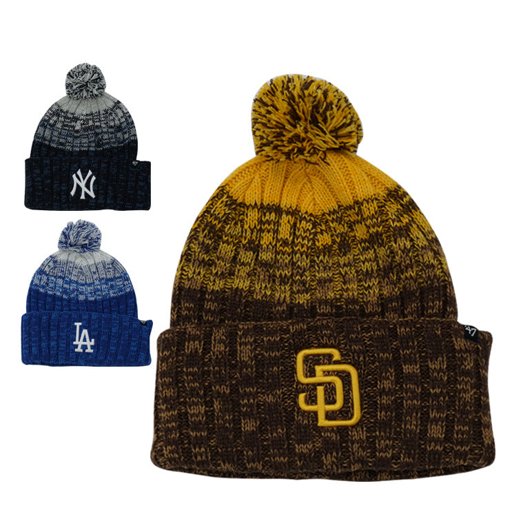 47 フォーティーセブン MLB ポンポン ニット帽 ドジャース ヤンキース パドレス ポンポンニット カフニット ニットキャップ 大人 一般 メンズ レディース 14936739 14936740 14936741 MLB メジャーリーグ おしゃれ かわいい 帽子 ぼうし