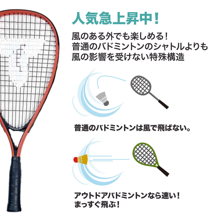 【風があっても楽しめる！】タルボットトロ スピードバドミントン ラケット2本 シャトル ケース セット 4400 アウトドアバドミントン  161TTO4400 バトミントン レクレーション こども 子供 家族 ファミリー おもちゃ 外遊び 公園 野外 キャンプ場 軽い TALBOT  TORRO