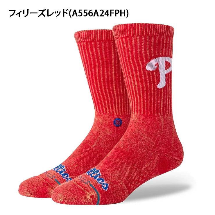 STANCE スタンス クルーソックス MLBチームカラー 1足入り すね丈 大人用 A556A24F カブス アストロズ ドジャース ヤンキース  フィリーズ パドレス スポーツソックス 靴下 大人 一般 普段遣い カジュアル 通勤 通学 おしゃれ オシャレ かっこいい MLB メジャーリーグ