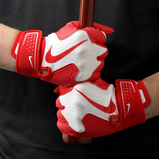 【2025モデル】ナイキ バッティンググローブ アルファ2.0 両手用 一般向け ホワイト×ユニバーシティレッド 大人 BA1201-143 バッティング手袋 バッティンググラブ 打者用手袋 草野球 練習 試合 ソフトボール NIKE