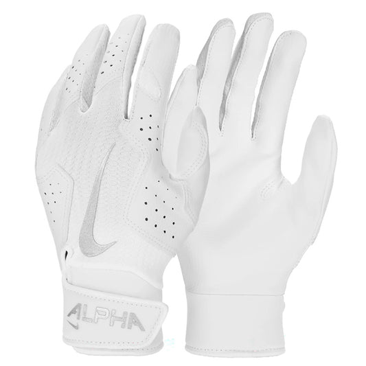 【2025モデル】ナイキ ジュニア用 バッティンググローブ アルファ2.0 両手用 少年野球 ホワイト×メタリックシルバー BA1202-117 バッティング手袋 バッティンググラブ 打者用手袋 こども キッズ Jr 子ども 学童野球 リトルリーグ 練習 試合 ソフトボール NIKE
