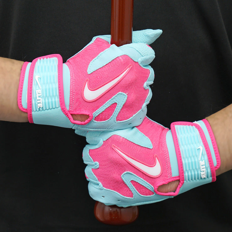 【2025モデル】ナイキ バッティンググローブ アルファ エリート 2.0 両手用 天然皮革 一般向け ピンクパウ×グラシアブルー 大人 BA1203-665 バッティング手袋 バッティンググラブ 打者用手袋 草野球 練習 試合 ソフトボール NIKE