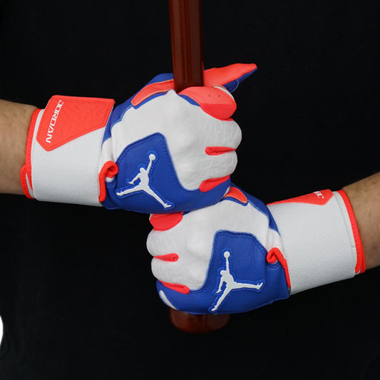 【2026モデル】ナイキ ジョーダン バッティンググローブ レジェンド ロングカフ 両手用 ホワイト×ロイヤル×レッド JD1121-141 サポーター バッティング手袋 バッティンググラブ 打者用手袋 大人 一般 草野球 練習 試合 ソフトボール NIKE JORDAN
