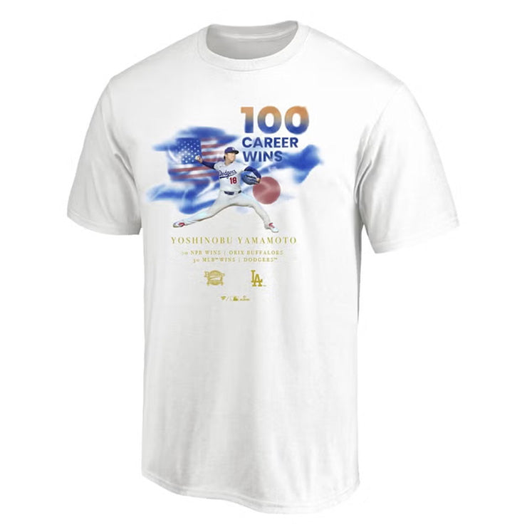 ドジャース 山本由伸 日米通算100勝達成記念 グッズ Tシャツ 半袖 大人 メンズ ユニセックス ML0126SS0032 ウエア ウェア 記念グッズ 記念アイテム ファナティクス Fanatics