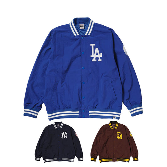 【2025モデル】MLB ロゴ ナイロン スタジアムジャケット ドジャース パドレス ヤンキース バーシティジャケット メンズ ML2325FW0001 スタジアムジャンパー スタジャン カジュアル タウンユース スポカジ ファナティクス Fanatics