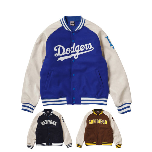 【2025モデル】MLB ロゴ メルトン スタジアムジャケット ドジャース パドレス ヤンキース バーシティジャケット メンズ ML2325FW0002 スタジアムジャンパー スタジャン カジュアル タウンユース スポカジ ファナティクス Fanatics