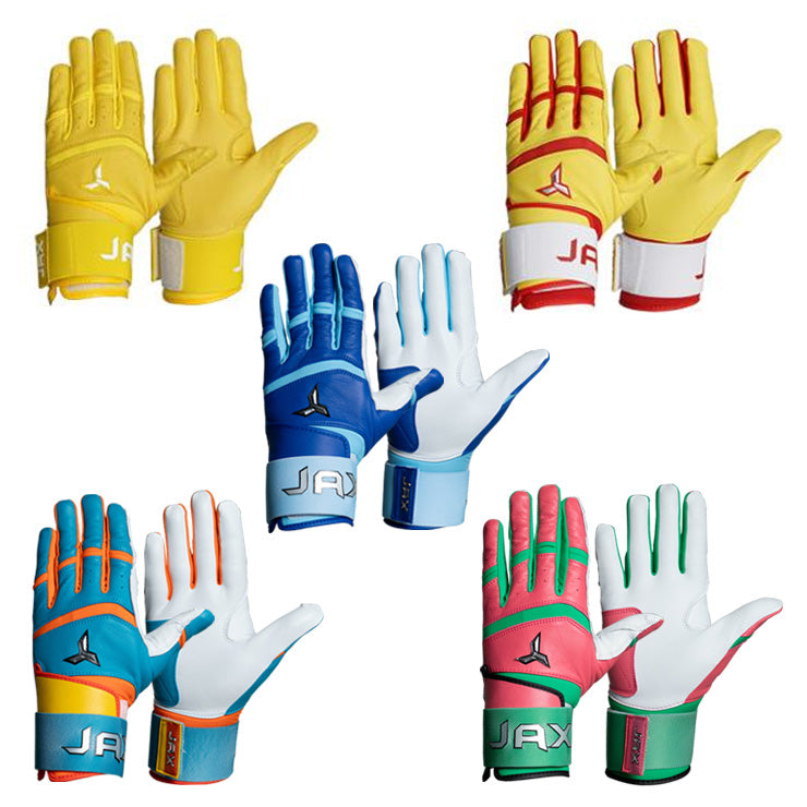 【日本未発売】JAX バッティンググローブ サポーター一体型 両手用 Strap Cuff Batting Gloves 一般向け 並行輸入品 アメリカ直輸入 バッティング手袋 バッティンググラブ 打者用手袋 草野球 ソフトボール 珍しい かっこいい